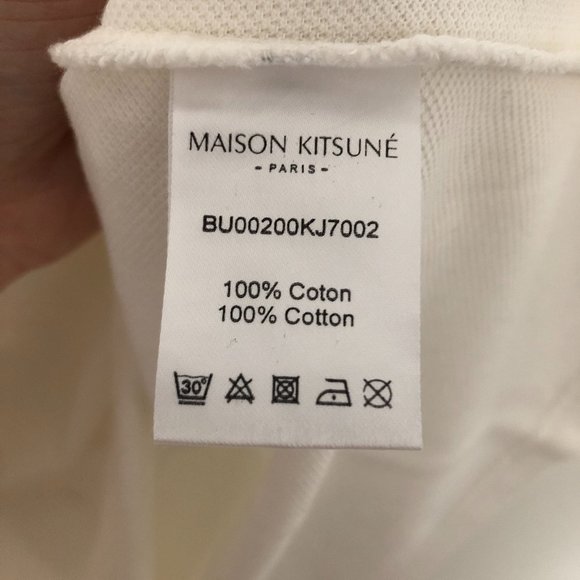 Maison Kitsune Double Fox Patch Embroidered Polo Shirt White - Picture 7 of 8